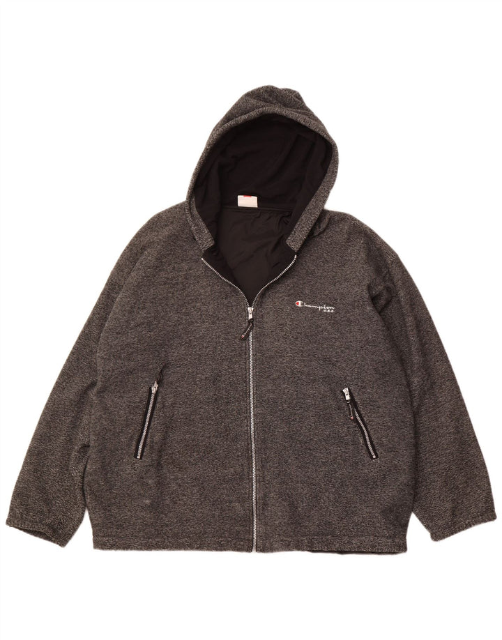 CHAMPION Veste polaire à capuche pour homme UK 42 XL Gris à fines rayures Polyester