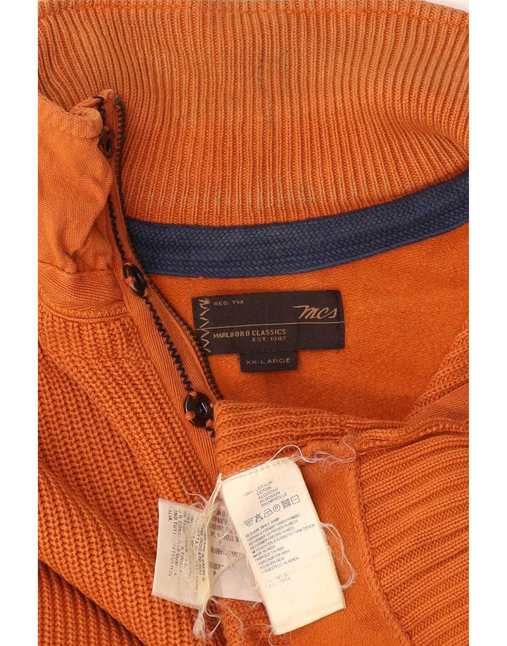 Marlboro Classics Pull à col zippé pour homme 2XL Orange Coton