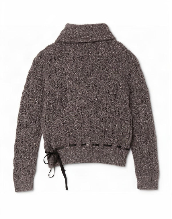 Max Mara Pull week-end à col châle pour femme UK 18 XL Gris moucheté