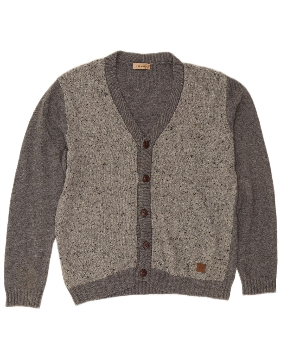 Il Granchio Pull Cardigan Homme IT 50 Laine Mouchetée Gris Moyen