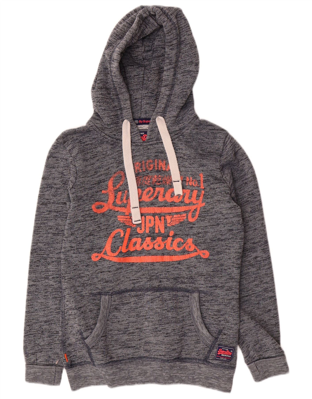 SUPERDRY Pull à capuche graphique surdimensionné pour femme UK 6 XS Gris moucheté