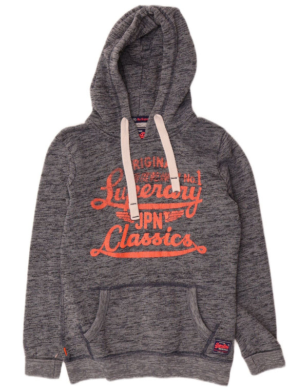 SUPERDRY Pull à capuche graphique surdimensionné pour femme UK 6 XS Gris moucheté