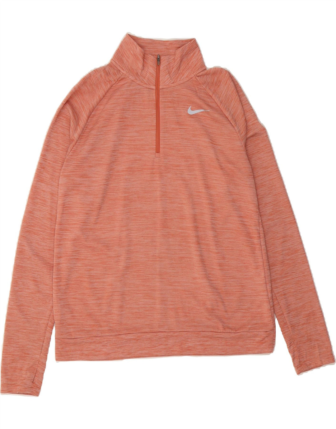 NIKE Womens Dri Fit Pullover Tracksuit Top UK 14 Medium Orange Flecked Vintage Nike and Second-Hand Nike from Messina Hembry 
