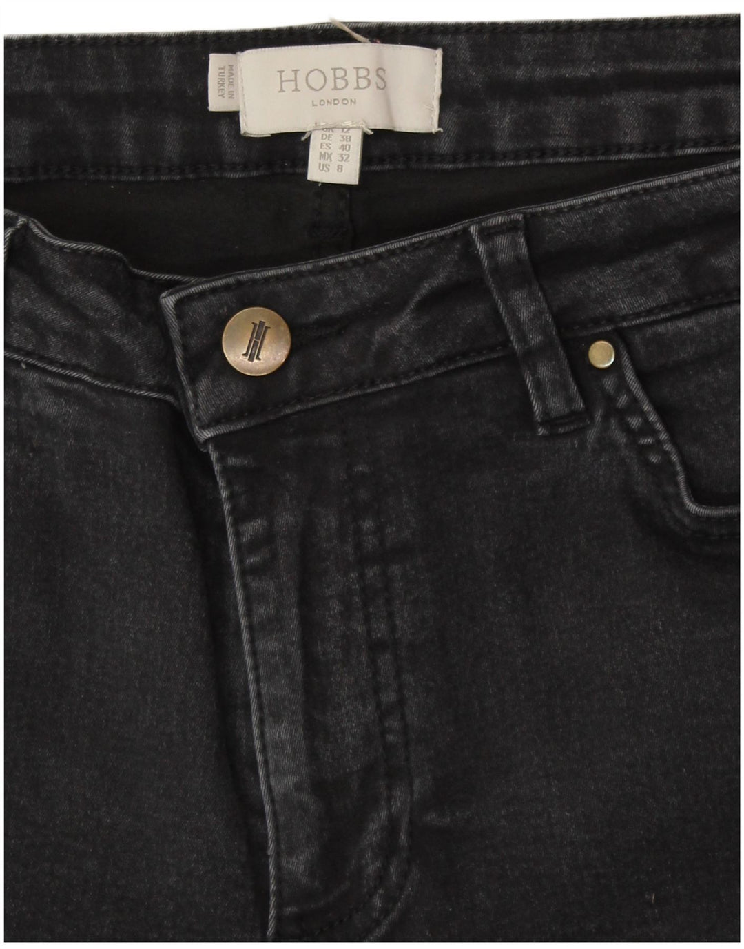 HOBBS Jean Slim Femme UK 12 Moyen W30 L29 Noir