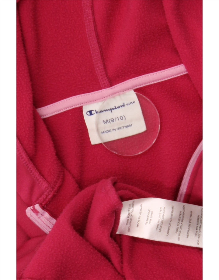 CHAMPION Girls Zip Hoodie Sweater 9-10 Years Medium Pink Polyester