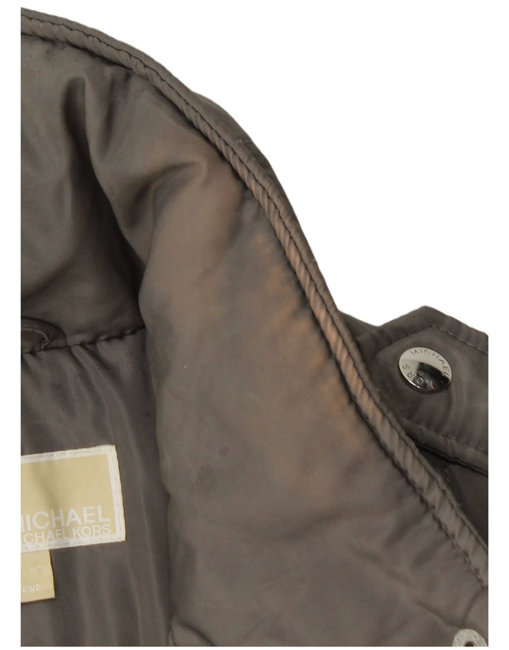 MICHAEL KORS Veste matelassée militaire à capuche pour femme UK 14 Gris moyen