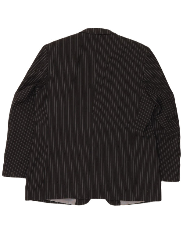 Kartel Veste blazer à 2 boutons pour homme UK 48 4XL Noir à fines rayures Polyester