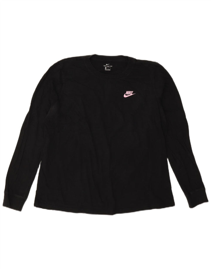NIKE Haut à manches longues pour femme UK 16 Large Noir Coton