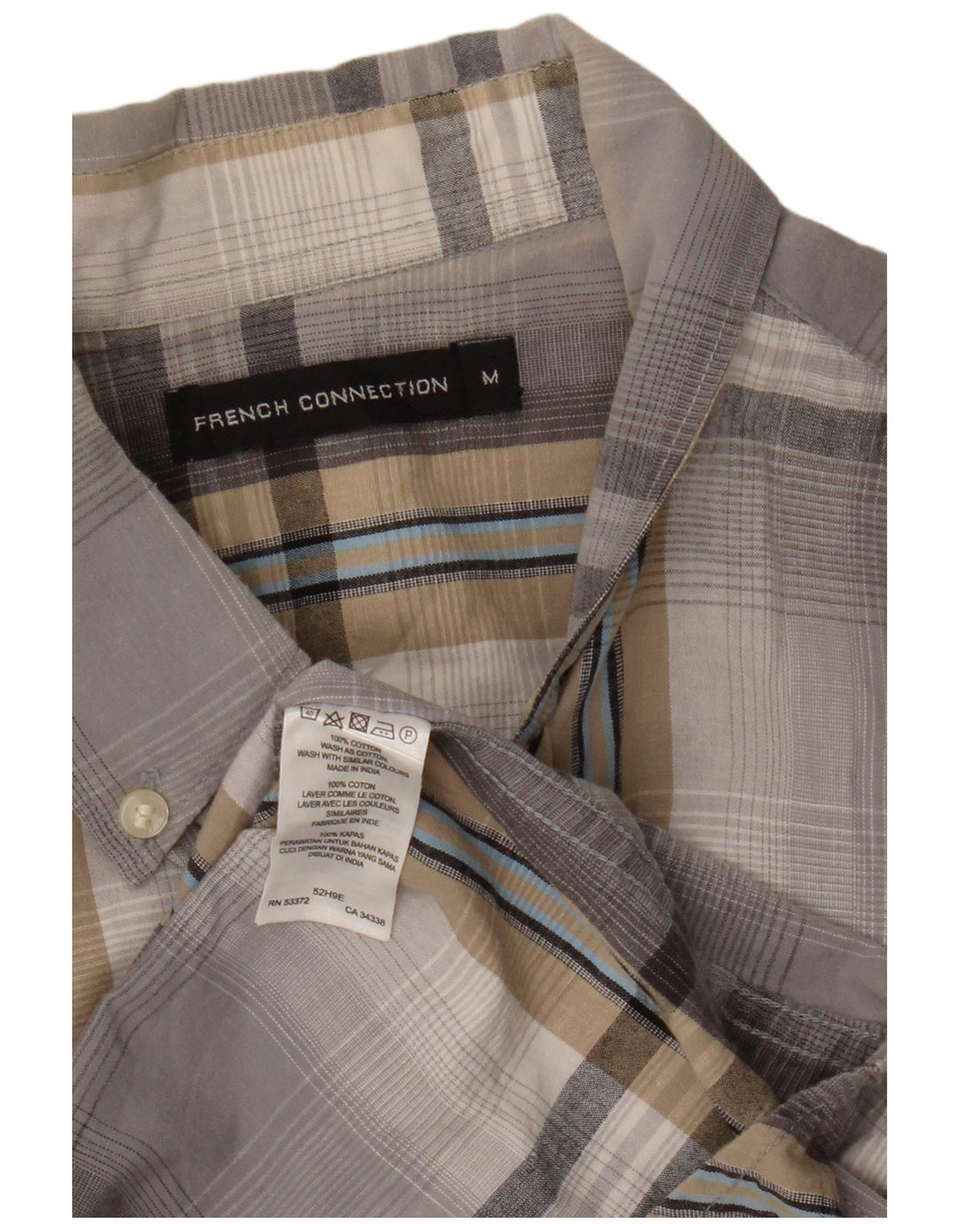 French Connection Chemise Homme Gris Moyen Carreaux Coton