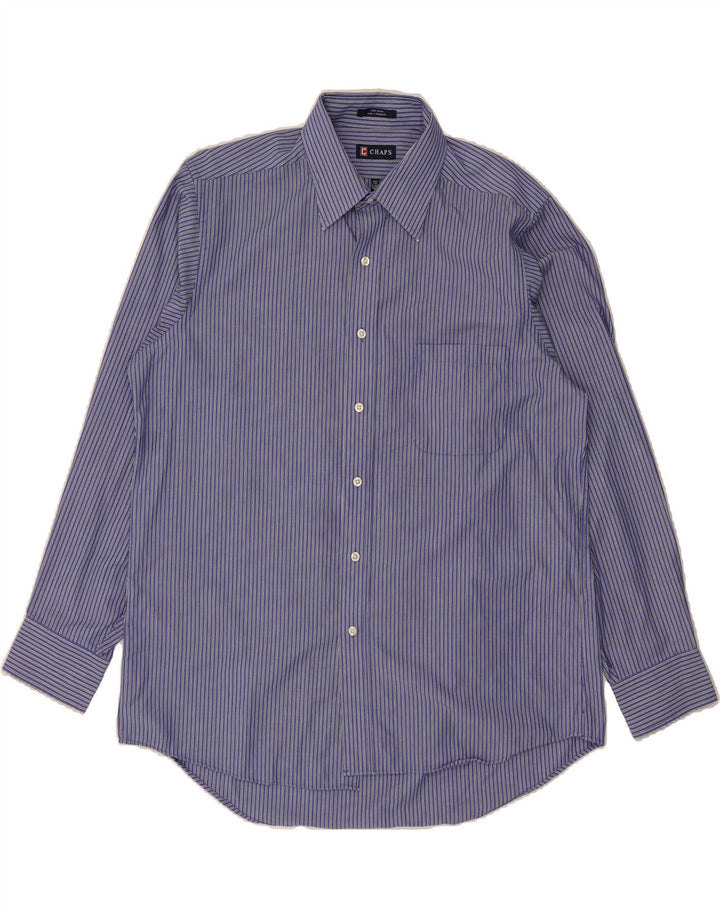 CHAPS Mens Shirt Size 16 1/2 Large Blue Striped Cotton Vintage Chaps and Second-Hand Chaps from Messina Hembry 
