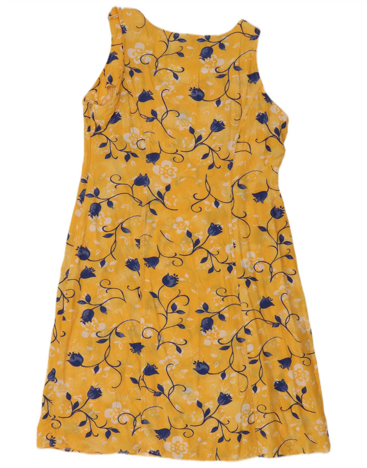 vintage Femme Robe de base sans manches EU 40 Moyen Jaune Floral