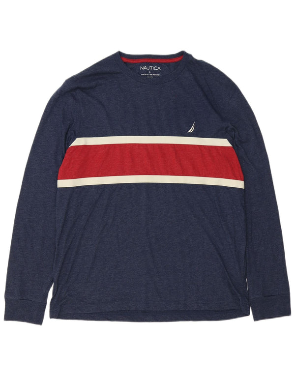 Nautica Haut à manches longues pour homme en coton color block bleu marine Taille L