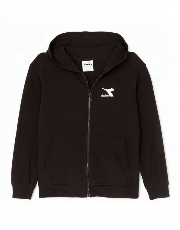 Diadora Pull à capuche zippé pour garçon 9-10 ans Large Noir Coton