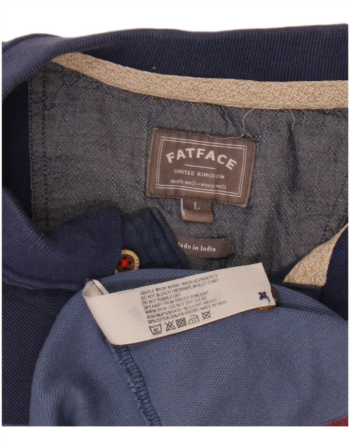 Polo Homme Fat Face Large Bleu Rayé Coton