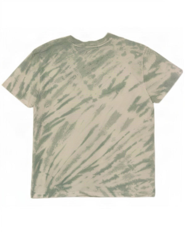 Zara Womens T-Shirt Oversize Top UK 10 Petit Vert Tie Dye Coton