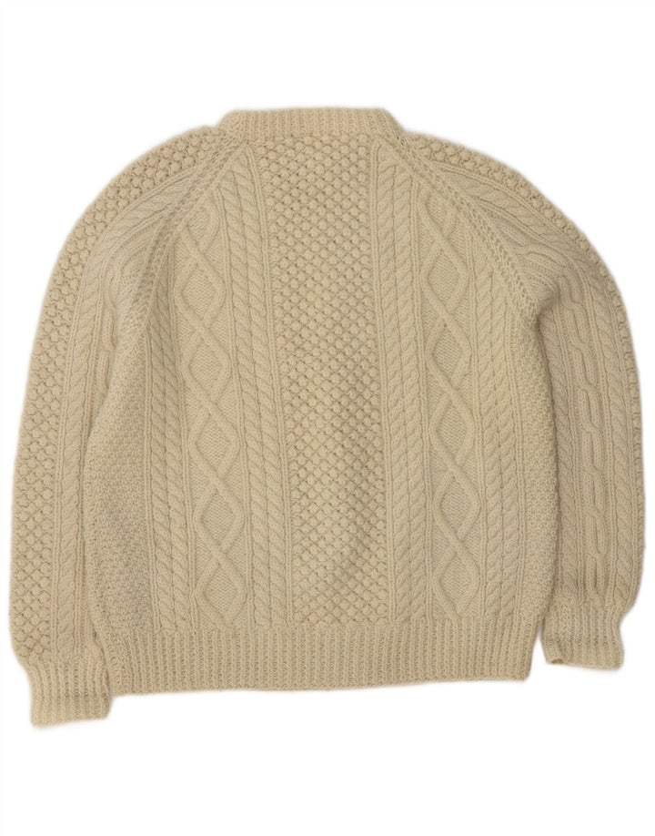 Pull à col rond Vintage pour hommes, blanc cassé moyen