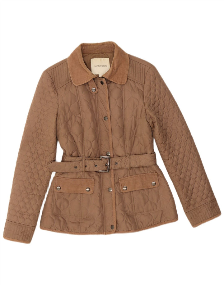 Monsoon Veste matelassée pour femme UK 10 Small Marron Polyester