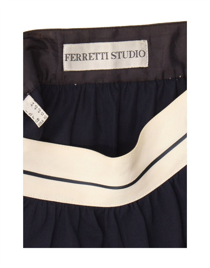 Ferretti Studio Jupe droite pour femme UK 12 Medium W26 Rayonne Bleu Marine