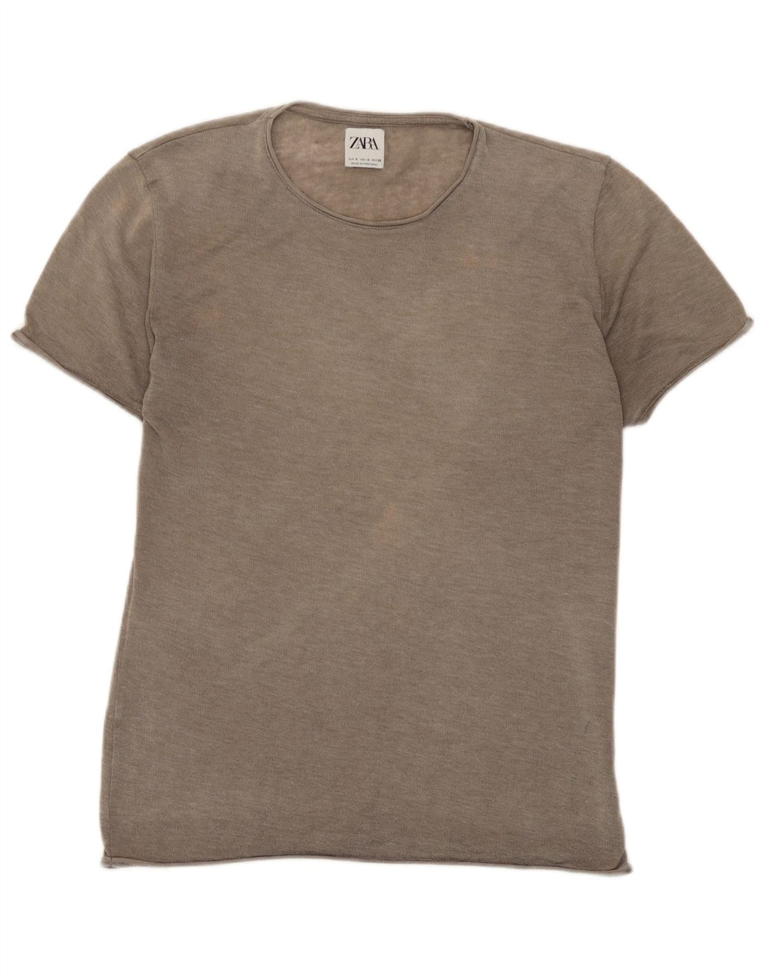 Zara T-Shirt Femme Top UK 10 Petit Marron