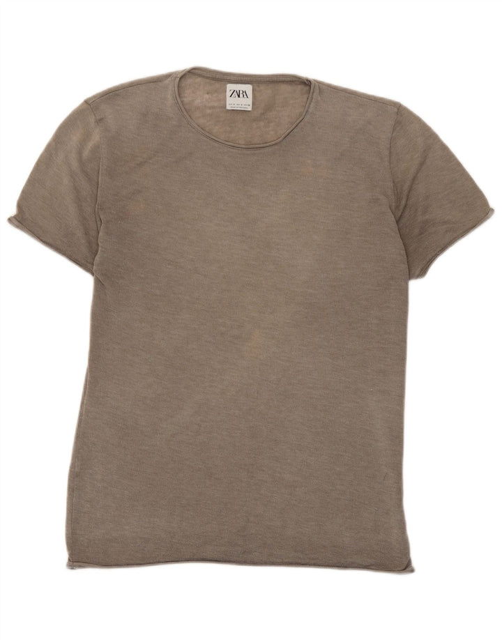 Zara T-Shirt Femme Top UK 10 Petit Marron