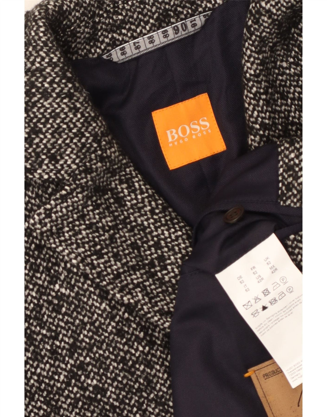 Hugo Boss Pardessus homme EU 52 XL Acrylique moucheté gris