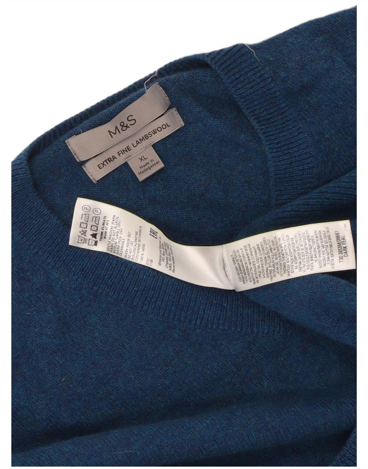 Marks & Spencer Pull col V pour femme UK 18 XL Laine Bleu