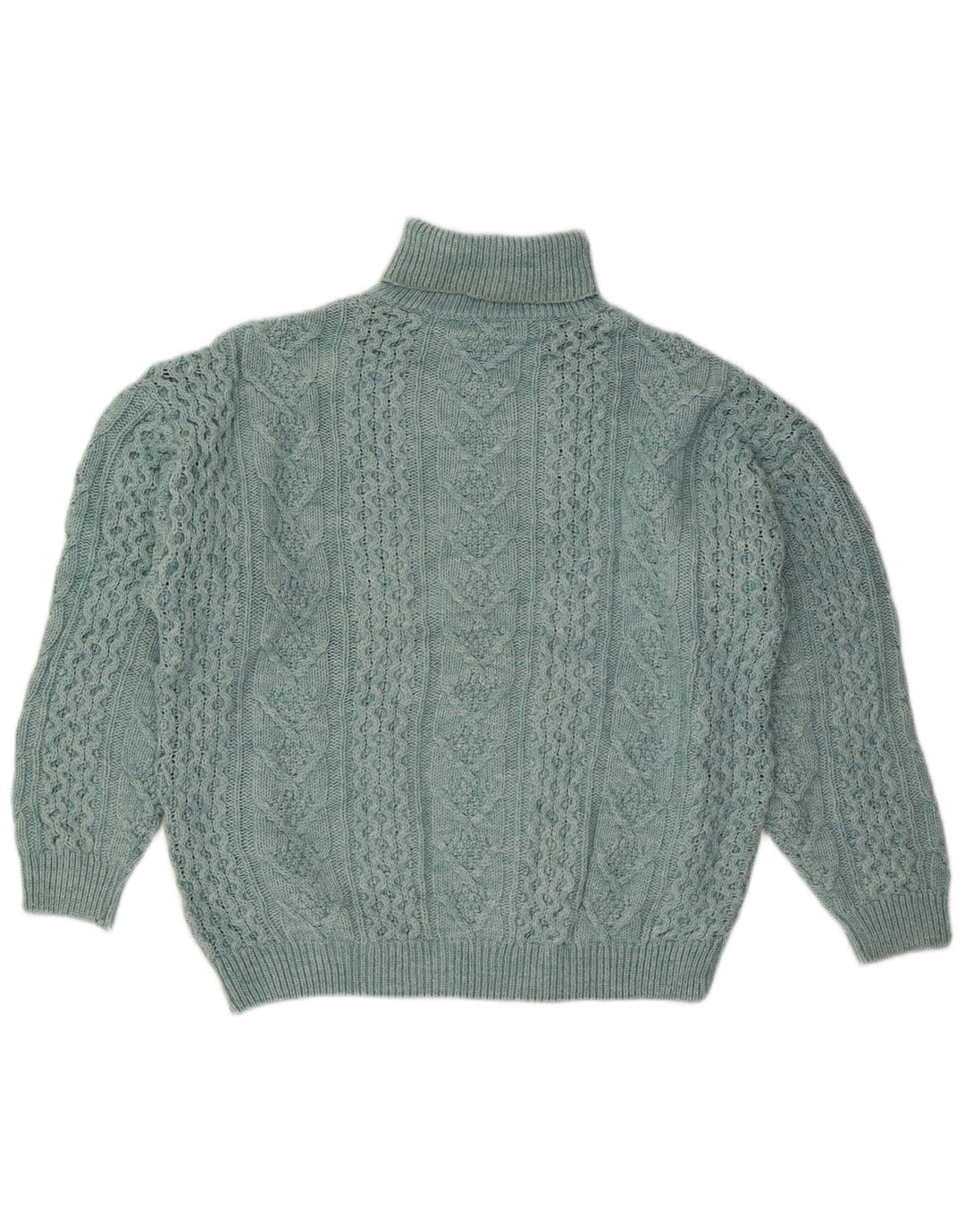 VINTAGE Femmes Surdimensionné Col Roulé Pull Pull UK 18 XL Laine Bleue