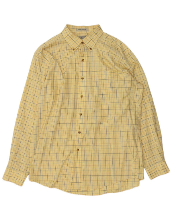 L.L.Bean Mens Shirt Large Yellow Check Cotton