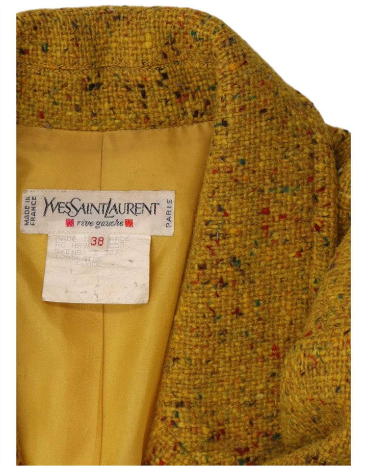 Yves Saint Laurent Veste Blazer Femme EU 38 Jaune Moyen Moucheté
