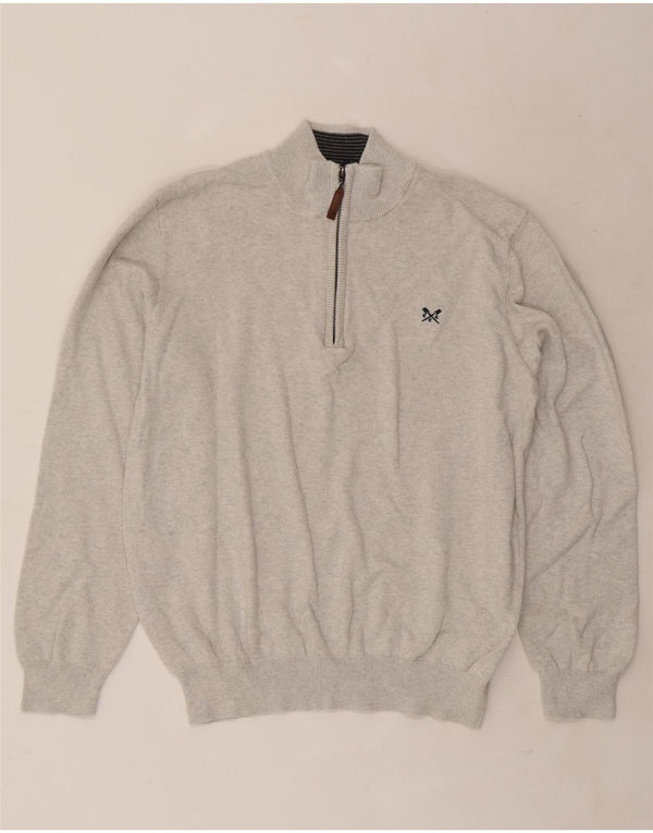 Crew Clothing Pull col zippé pour homme XL en coton gris