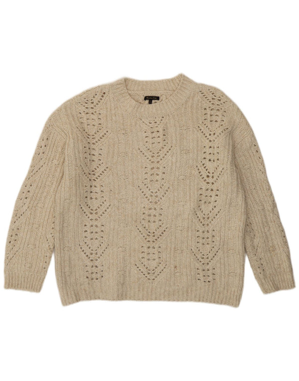 Massimo Dutti Pull à col rond pour femme UK 16 Large Blanc cassé