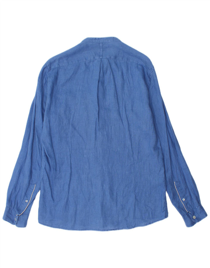 ALLEY DOCKS Chemise Homme Lin Bleu Moyen