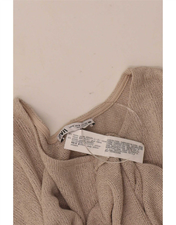 Zara Femme Chemisier Oversize Top UK 44 Gris Moyen Viscose