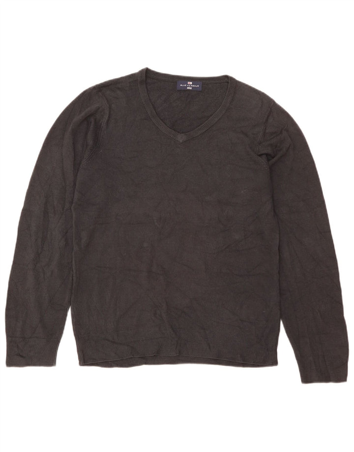 Marks & Spencer Pull à col en V Blue Harbour pour homme, petit, gris, acrylique