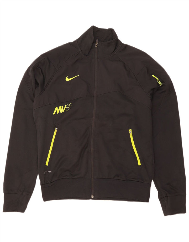 NIKE Veste de survêtement graphique Dri Fit pour hommes, petit, noir, polyester