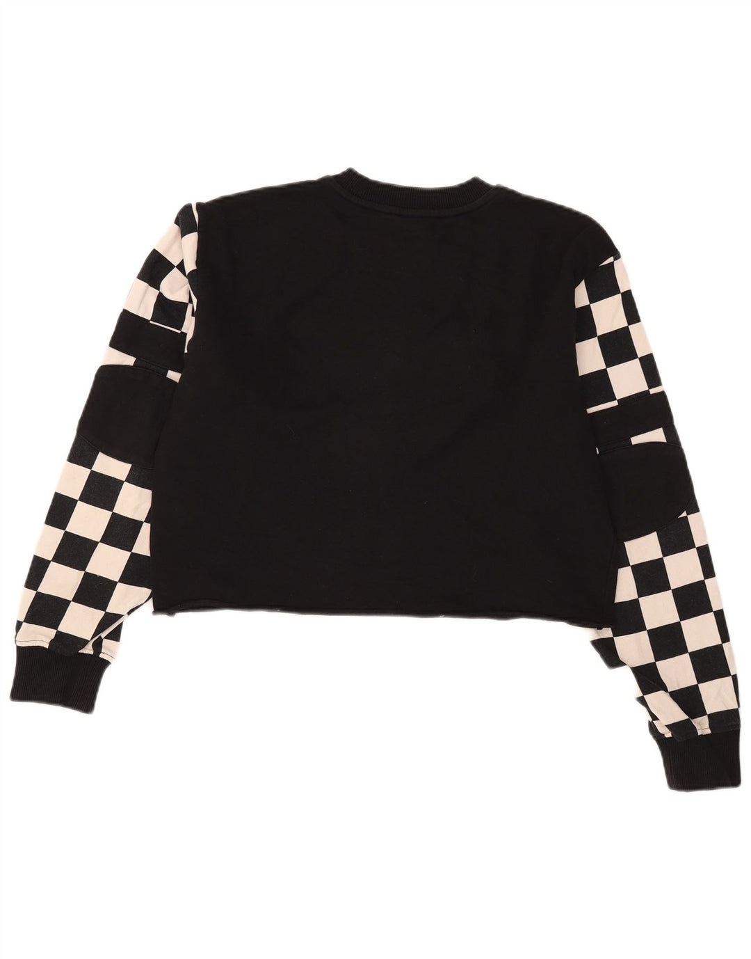 Vans Femmes Crop Graphic Sweatshirt Jumper UK 14 Moyen Noir Géométrique