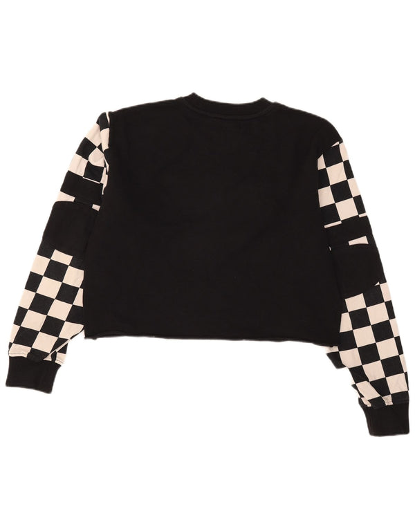 Vans Femmes Crop Graphic Sweatshirt Jumper UK 14 Moyen Noir Géométrique