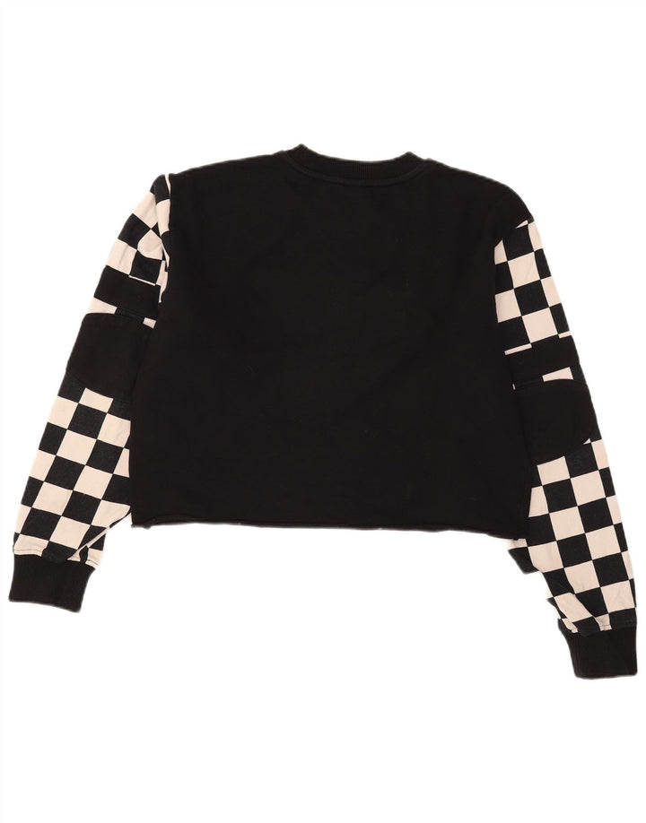 Vans Femmes Crop Graphic Sweatshirt Jumper UK 14 Moyen Noir Géométrique