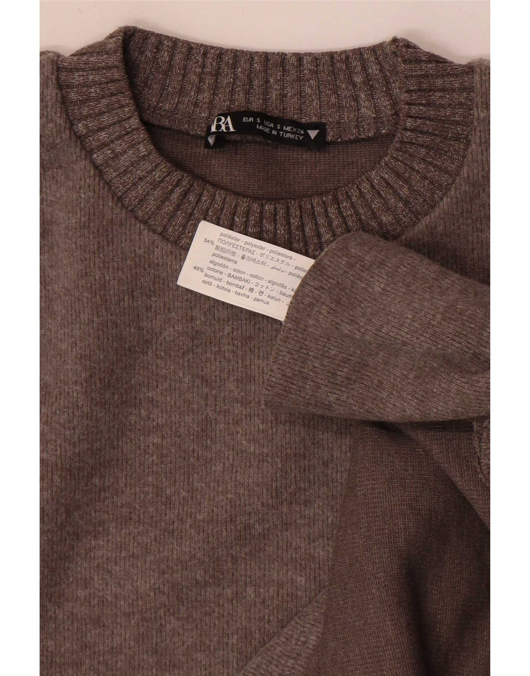 Zara Pull surdimensionné à col rond pour femme UK 10 Petit Marron Polyester