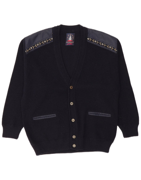Malagrida Mens Yachting Cardigan Sweater Large Navy Blue Fair Isle