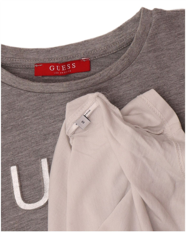 Guess Haut graphique pour femme à manches 3/4 UK 10 Small Gris
