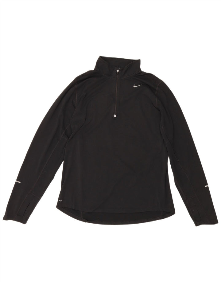 Nike Hommes Dri Fit Zip Neck Pull Survêtement Haut Noir Moyen Polyester