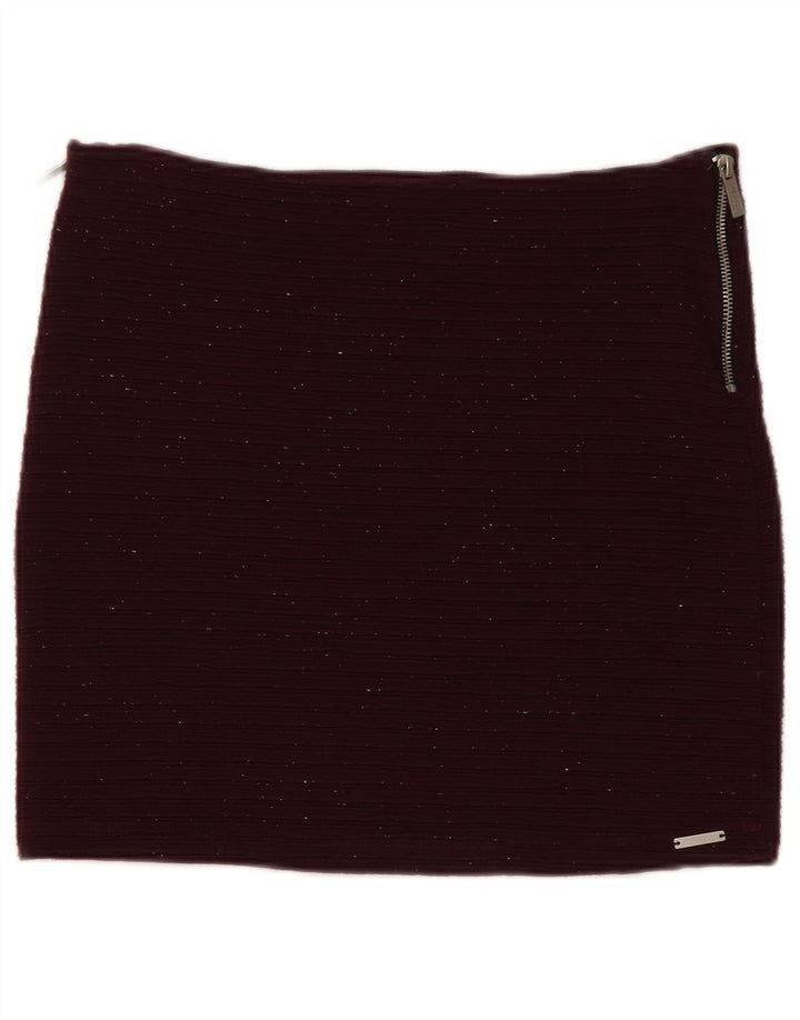 Superdry Femme Mini Jupe Medium W30 Bordeaux Moucheté Polyester