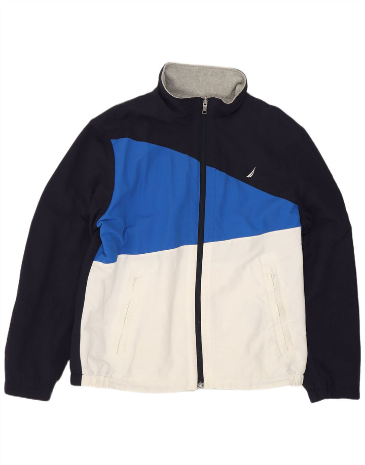 Nautica Veste bomber graphique pour homme UK 42 Large Bleu marine Colourblock