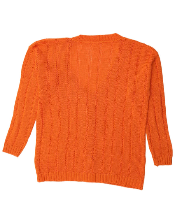 vintage Femme Cardigan Pull UK 16 Grand Orange