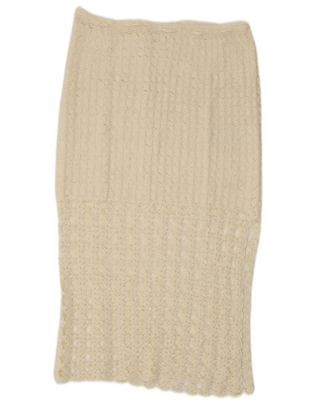 VINTAGE Femmes Crochet Midi Jupe W32 Grand Blanc