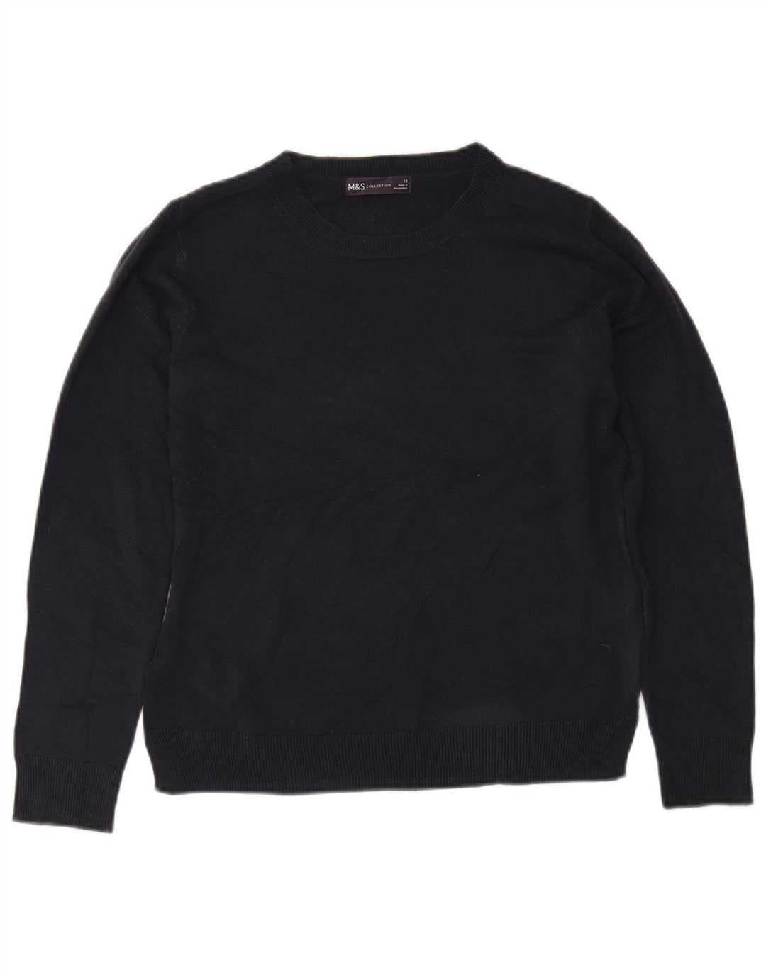 Marks & Spencer Pull à col rond pour femme UK 12 Bleu marine moyen