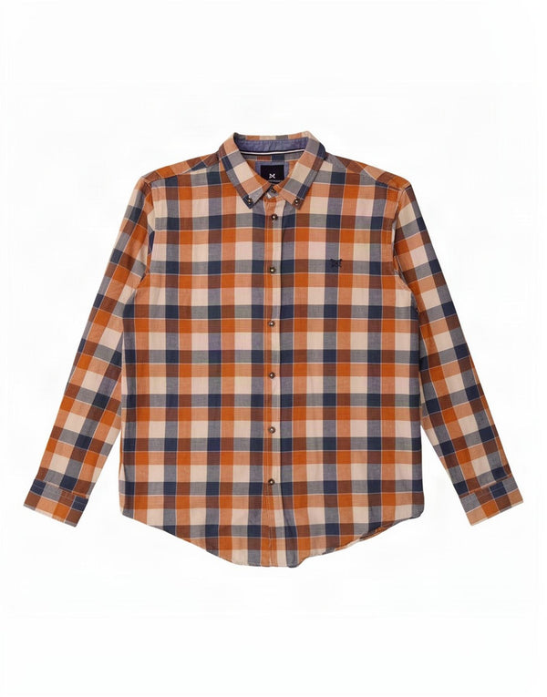 Crew Clothing Chemise coupe classique pour homme en coton vichy marron