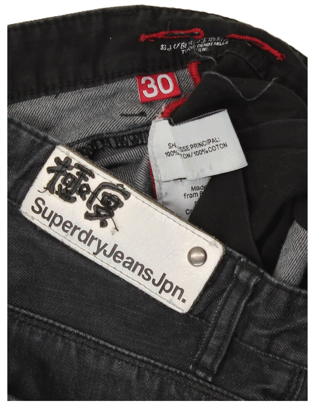 Superdry Jean droit W30 L28 gris coton homme