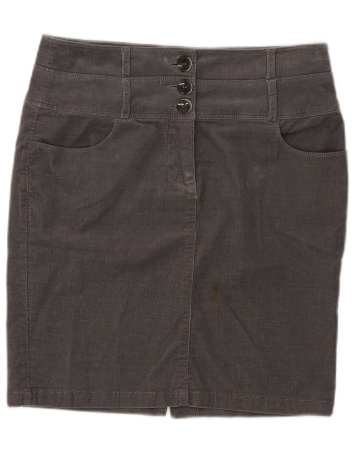 Benetton Femme Mini Jupe En Velours Côtelé IT 42 Moyen W30 Gris Coton